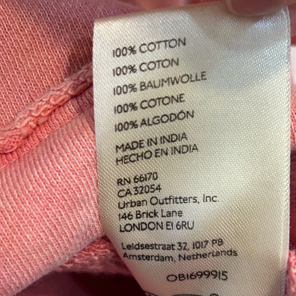 We The Free Clean Prep Polo Distressed Sweatshirt Deep V-Neck Small pink & white - Picture 9 of 9